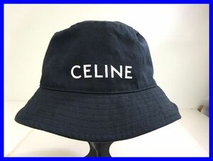 2403★SF-1762★CELINE セリーヌ サイズXL 63cm バケットハット ブラック 帽子 コットン ポリエステル 2AU5B968P　中古