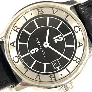 ブルガリ ソロテンポ クォーツ デイト 腕時計 ST29S ブラック文字盤 レディース 未稼働品 純正ブレス BVLGARI