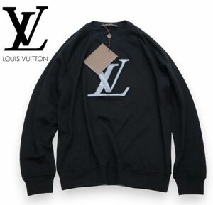 国内正規 未使用 Louis Vuitton MENS BIG LVパッチロゴ スウェットシャツ ルイヴィトン LOGO SWEAT カットソートップス ブラック XS JZ-28