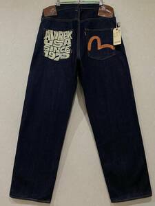 ※EVISU×AVIREXエヴィス エビス×アヴィレックス 限定コラボ AVIREX SPECIAL LOT2001セルビッチデニム濃紺 岡山産大きいサイズ 3８ BJBB.H