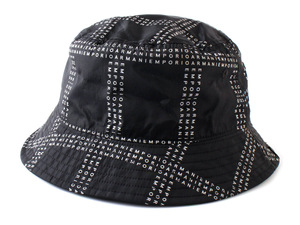 E17266 美品 EMPORIO ARMANI エンポリオ アルマーニ バケットハット リバーシブル ハット ブラック 黒 帽子 サイズS/M メンズ 兼用可