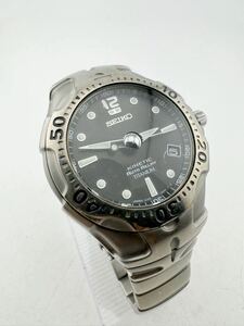  SEIKO セイコー キネティック オートリレー 5J22-0BB0 オートクオーツ ブラック文字盤 メンズ腕時計 稼動品【k3367】