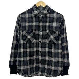 (747) 美品 AD 2019 【 COMME des GARCONS HOMME 】 ウール チェック リブ シャツ XS コムデギャルソン オム