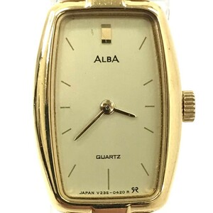 美品 SEIKO セイコー ALBA アルバ 腕時計 V235-5200 クオーツ アナログ トノー ゴールド ヴィンテージ ウォッチ 電池交換済み 動作確認済み