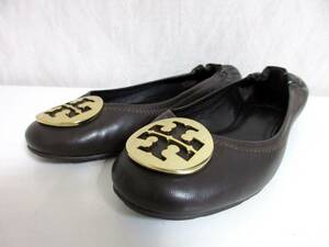 トリーバーチ TORY BURCH レザー バレエシューズ パンプス ダークブラウン 6 1/2M 北5023