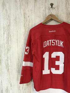 V595☆【NHL デトロイト・レッドウィングス DATSYUK 13番 ユニフォーム 】NHL Reebok リーボック 赤 アイスホッケー XL