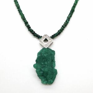 豪華!!◆K18WG 天然ダイヤモンド/天然エメラルドネックレス◆A 約10.7g 約47.5cm emerald diamond necklace ジュエリー jewelry EA7/EB0