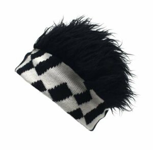 ウイッグキャップ　ブラック ニュアンス柄　ヘアバンドタイプ 帽子 カツラ ウィッグヘア 帽子 髪の毛付き ウィッグ付き カラーE