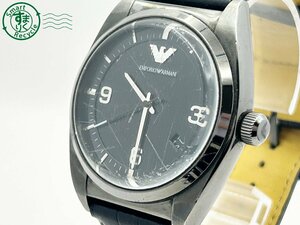 2404604446　◇ EMPORIOARMANI エンポリオアルマーニ AR-0368 黒文字盤 デイト リューズ難あり メンズ クォーツ QUARTZ QZ 腕時計 中古