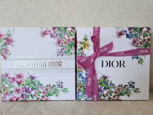 ★新品未使用 ディオール Dior フラワー 花柄 2023/2024 ギフト ボックス 2個 ラッピング 箱 ピンク リボン ペーパークッション付き★