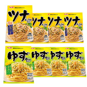 ■エスビー　まぜるだけのスパゲッティソース　ツナ　しょうゆ風味　＋　ゆず　白みそ仕立て　2種8袋■1袋2パック入り■あえるパスタソース