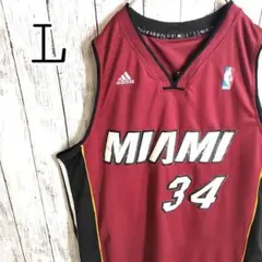 【NBA】 レイ・アレン ゲームシャツ L ボルドー 白 黒 マイアミ・ヒート