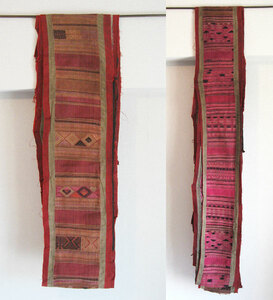 ★ラオスの古い刺繍布 寺院の蚊帳飾り布27 アンティーク