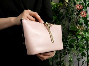 ●超美品●Chloe クロエ●ベイリー●バイカラー●カーフ レザー 本革●セカンド クラッチ バッグ ポーチ●黒 ベビーピンク●G金具●Js46178