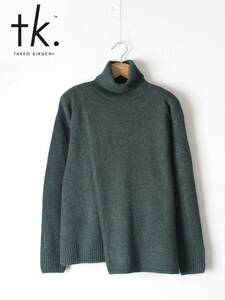 未使用【 tk.TAKEO KIKUCHI タケオキクチ 】フロント レイヤー タートルネックニット セーター 02/M 170-13108 定価¥8,000 アシンメトリー