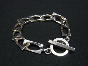 1円 ■美品■ GUCCI グッチ SV925 チェーン ブレスレット アクセサリー メンズ レディース シルバー系 FA3355