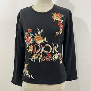 極上 Christian Dior フランス製 2002年 archive アーカイブ 刺繍Tシャツ 金魚 花柄 クリスチャンディオール【レターパックプラス郵送可】A