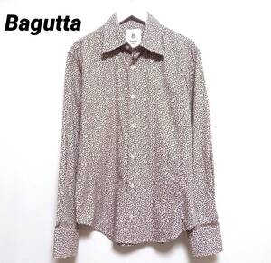 美品 イタリア製 Bagutta バグッタ 総柄デザインシャツ レギュラーカラー コットン100％ 長袖トップス メンズウエア 紳士 オールシーズン