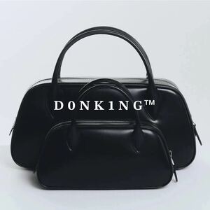 COMME des GARCONS コムデギャルソン 新作 MADE IN ITALY イタリア製 レザー 台形 ハンドバッグ 青山バッグ BLACK ブラック 黒 スモール