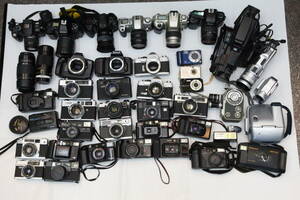 フィルムカメラ レンズ デジカメ ムービー まとめ 42点 27kg ジャンク 動作未確認 Canon/Nikon/MINOLTA/YASHIKA/KONICA/FUJICA/OLYMPUS