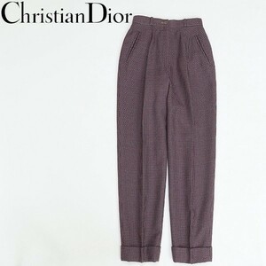 ヴィンテージ◆Christian Dior SPORTS クリスチャン ディオール スポーツ 千鳥柄 ウール タック パンツ M