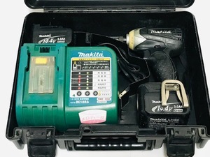 makita マキタ 充電式 インパクトドライバ　TD132D 14.4V 黒 バッテリー2点BL1430充電器ケース付き稼働品動作確認済みインパクトドライバー