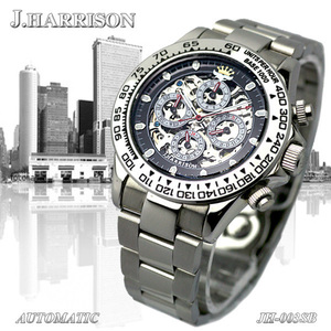 J.HARRISON ジョンハリソン 多機能 両面 フルスケルトン 自動巻き 腕時計 JH003-SB (3) 新品