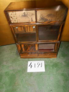 大雅堂4191　時代　木製　茶棚　表黒柿製　高さ90㎝径69㎝x29㎝　古道具古民家　越前蔵うぶだし