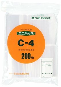 生産日本社 ユニパック(チャック付ポリ袋) C-4 ポリエチレン 日本 (200枚入) AYN0801