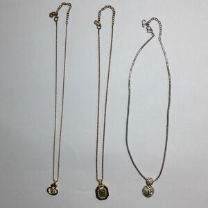 【中古アクセサリー】Christian Dior クリスチャン・ディオール ゴールドカラー ラインストーン シルバーカラー CDロゴ 【3本セット】