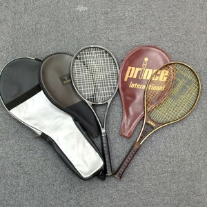 【カバー付】硬式用テニスラケット2本まとめて ヤマハ テニスラケット α-90/Prince international テニスラケット 4 1/4ラケット H0426