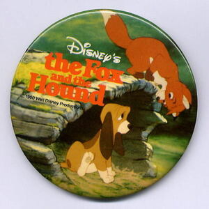ディズニー　きつねと猟犬　缶バッジ　映画公開記念　USA　1980年