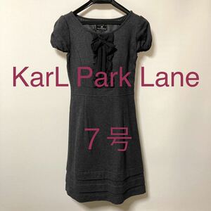 KarL Park Lane カールパークレーン　グレー　半袖　ワンピース　7号　S〜M 日本製　参観