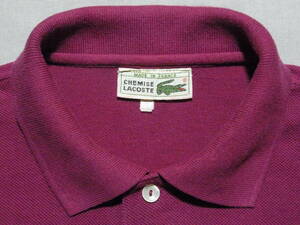 レアカラー 廃盤 希少 ビンテージ 70s フランス製 CHEMISE LACOSTE 半袖 ポロシャツ プラム オールド ラコステ フレンチ フララコ フレラコ