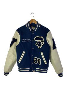 A BATHING APE◆13AW/VARSITY JACKET/スタジャン/M/ウール/ブルー