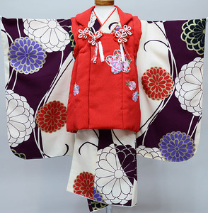 七五三 三歳 三才 女児 被布着物フルセット 染め加工日本 女の子 3歳 3才 祝着 新品（株）安田屋 NO34342