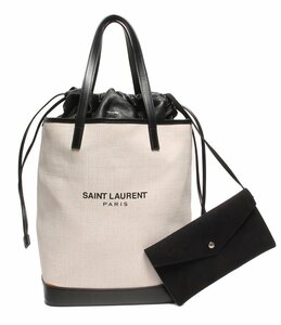 サンローランパリ トートバッグ ポーチ付き テディ GAB551595 キャンバス レザー レディース SAINT LAURENT PARIS [0402初]