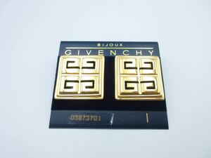 【未使用】BIGロゴ●ジバンシー GIVENCHY イヤリング ジバンシイ ヴィンテージ 結婚式 パーティー レア スクエア B24