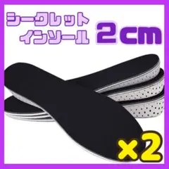 【2個】2cmシークレットインソール 中敷き 男女兼用 22.5～27cm