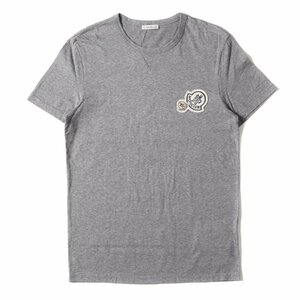 美品 MONCLER モンクレール Tシャツ サイズ:S 20AW ダブル アイコン ワッペン クルーネック 半袖 Tシャツ MAGLIA T-SHIRT グレー ブランド