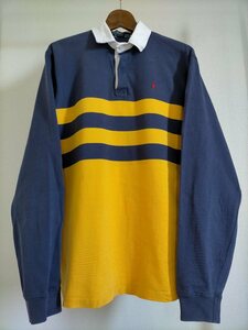 90s USA製 ビンテージ Polo Ralph Lauren ポロラルフローレン 長袖 ラガーシャツ L ★ラグビーボーダー