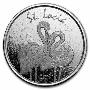 [保証書・カプセル付き] 2018年 (新品) セントルシア「ピンク フラミンゴ」純銀 1オンス 銀貨