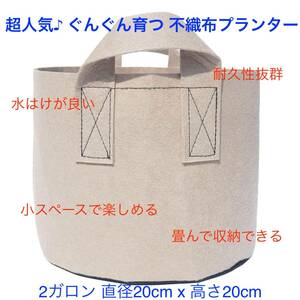 [送料無料&新品未使用] 不織布プランター 2ガロン 植木鉢 7号 不織布ポット 栽培袋 プランター フェルト ベージュ