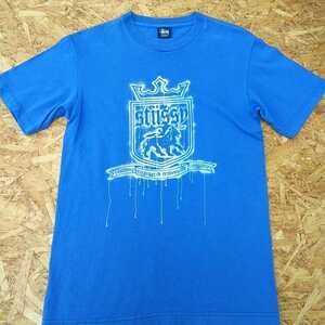 中古 ステューシー STUSSY ヴィンテージ 半袖Tシャツ MADE IN U.S.A エンブレム ブルー Sサイズ 37070