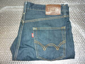 エドウィン レギュラー ストレート EDWIN REGULAR STRAIGHT JEANS W36 ブルー プチユーズド加工 裾ノーカット 日本製 送料520円