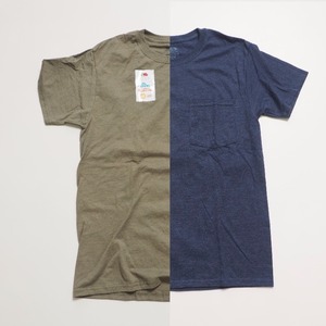 MN-0632-002/3 新品 『2枚セット販売』 USA購入 フルーツオブザルーム ポケット Tシャツ S グリーン/ネイビー系 ポケT