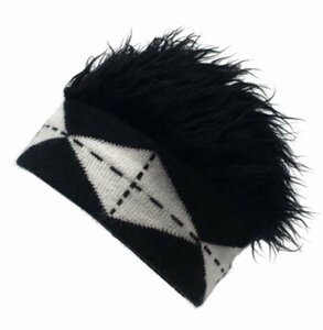 ウイッグキャップ　ブラック ニュアンス柄　ヘアバンドタイプ 帽子 カツラ ウィッグヘア 帽子 髪の毛付き ウィッグ付き カラーB