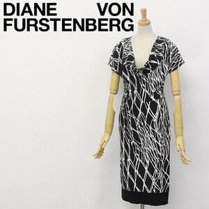 ◆DIANE von FURSTENBERG/ダイアンフォン ファステンバーグ vintage サイドスリット 総柄 シルク100％ 半袖 ワンピース 4