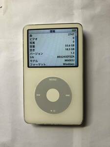 iPod classic MA003J HDD60GB 動作確認済　iTunes、左右音OK 新品バッテリー交換して出荷　表面綺麗目な個体
