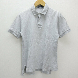 Z■ラルフローレン/RALPH LAUREN 鹿の子 半袖ポロシャツ■薄灰【メンズM】MENS/レトロ(株)ナイガイ/91【中古】■